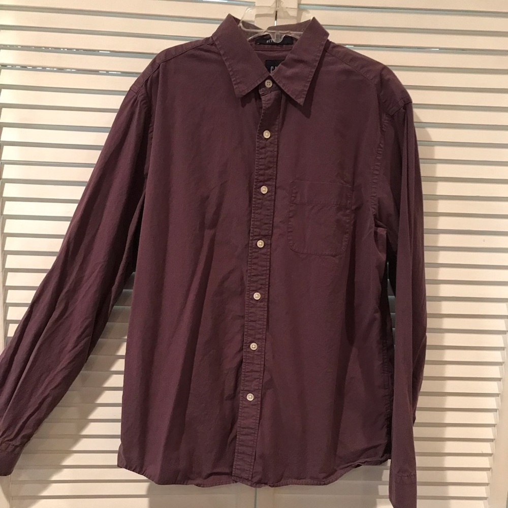 Men’s Purple long sleeve fitted polo. Medium. Gap